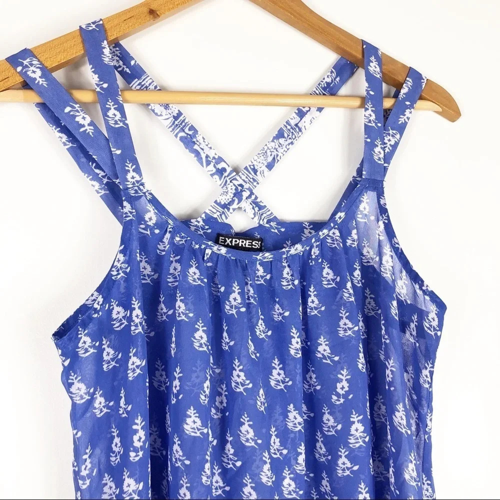Express | Sheer Floral Multi-Strap Sleeveless Top - Picture 2 of 7